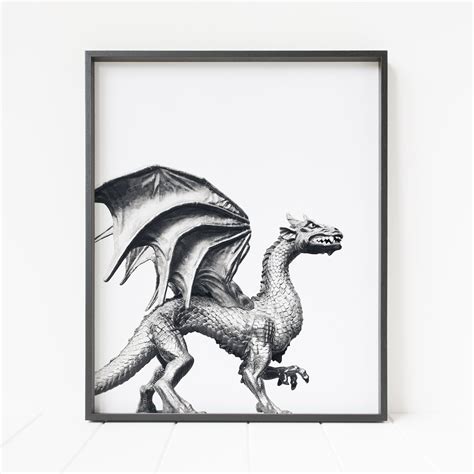 Dragon Print Dragon Wall Decor Dragon Photograph Black And Etsy