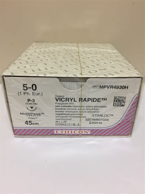 Ethicon Vicryl Rapide Suture 50 P3 13mm 38c 45cm 36 Sutures And