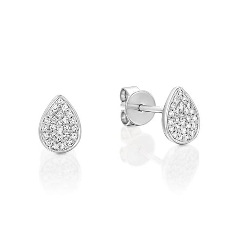 Pear Pave Diamonds Tear Drop Studs Earrings 14K Gold Gift In 2020