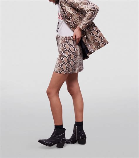 The Kooples Leather Snakeskin Effect Skirt Harrods Us