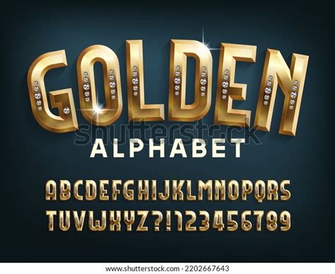 Golden Alphabet Font Gold Metal Letters Stock Vector Royalty Free