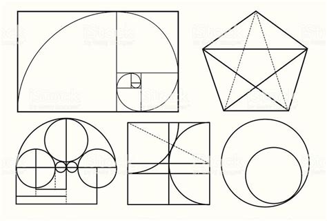 5 Different Golden Ratio Compositions Using Basic Geometric Shapes