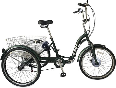 scout electric tricycle 24 wheels folding frame 6 speed 12 8ah 250w electric tricycle