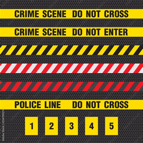 Crime Scene Yellow Tape Police Line Do Not Cross Tape Stock Vector