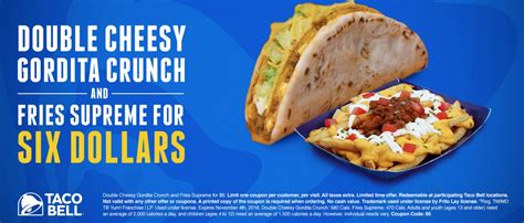 Taco Bell Canada Coupons Get Double Cheese Gordita Crunch Fries