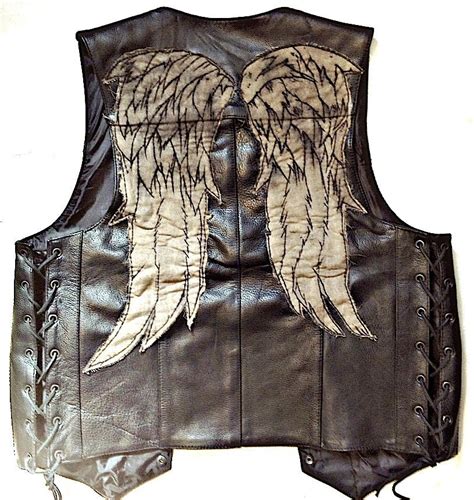 Season Six Daryl Dixon Leather Angel Wing Vest Screen