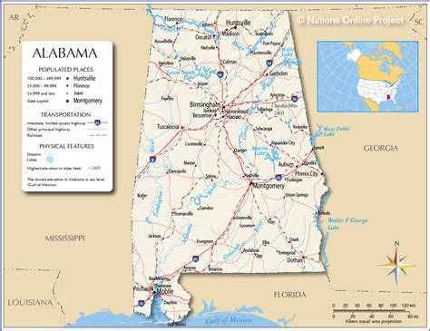 Map Of Alabama State Usa Nations Online Project