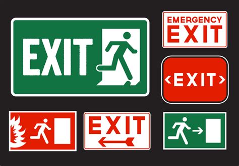 Emergency Exit Signs Download Free Vector Art Stock