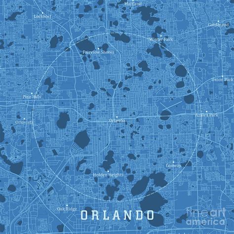 Orlando Fl City Vector Road Map Blue Text Digital Art By Frank Ramspott