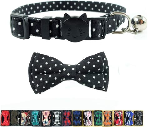 Cat Collar With Bell And Bow Tie Breakaway Clasp Cute Dots Cotton