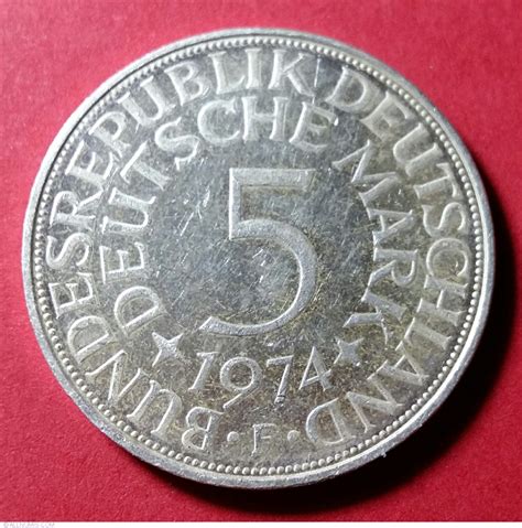 5 Mark 1974 F Federal Republic 1951 1974 5 Mark Germany Coin