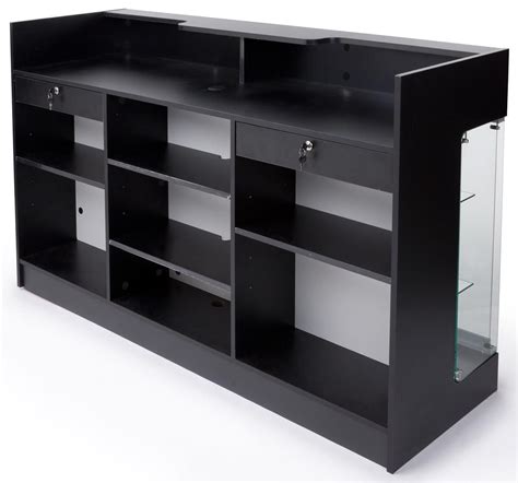 6ft Cash Wrap W Display Case Front Tempered Glass Locking Drawers And Shelves Black Store
