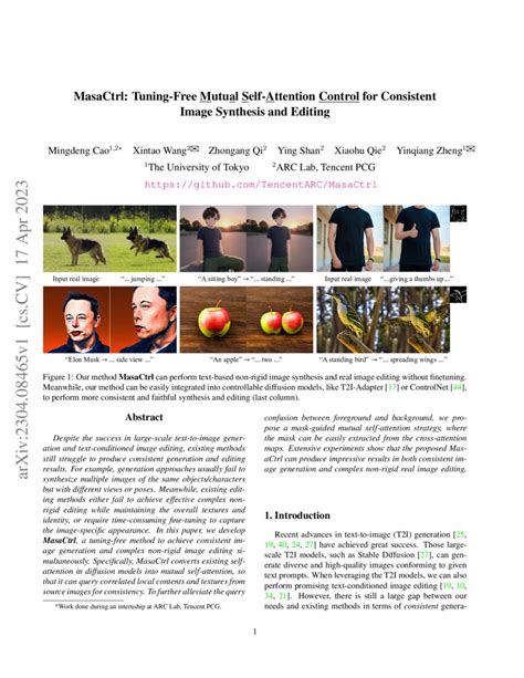 Masactrl Tuning Free Mutual Self Attention Control For Consistent