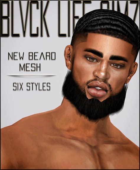 B L S New Beard Mesh Six Styles Sims Hair Male Sims Black