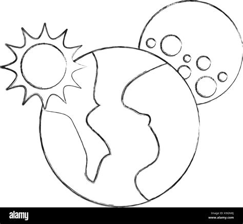 Universe Planet Earth Sun And Moon Space Stock Vector Image And Art Alamy