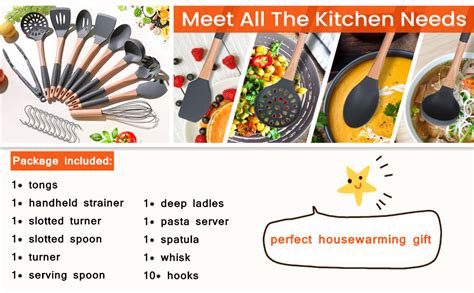 Godmorn Kitchen Utensil Sets With Hooks 10 Pcs Silicone Cooking