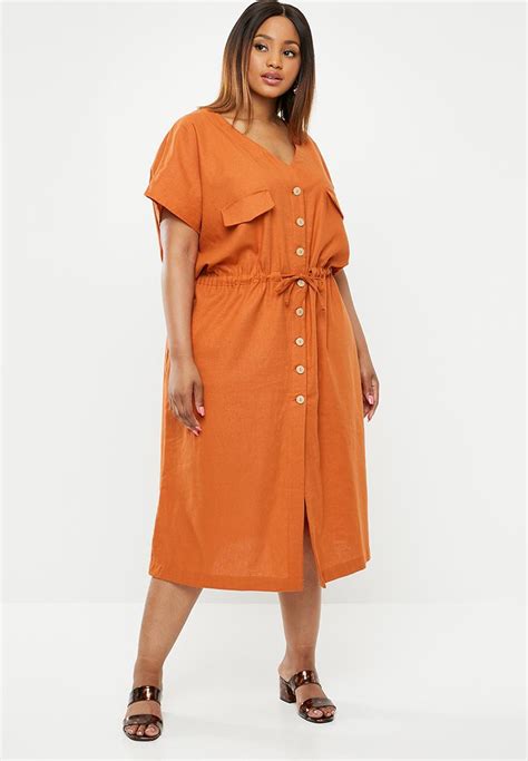Linen Sack Dress Rust Edit Plus Dresses