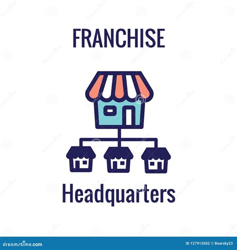 Franchise Icon Set With Home Office Corporate Headquarters And