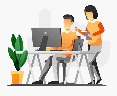 Illustration Of Two People Working On A Computer Work Illustrations