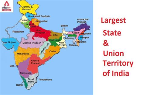 Largest State And Union Territory In India 2022 In Terms Of Area