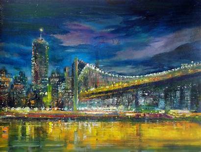 Bridge Painting York Manhattan Oil Hall Canvas