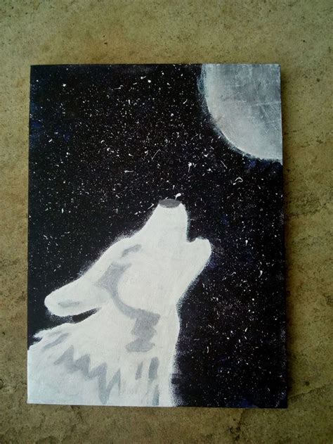 Easy Cute DIY Wolf Canvas | Black background painting, Wolf canvas