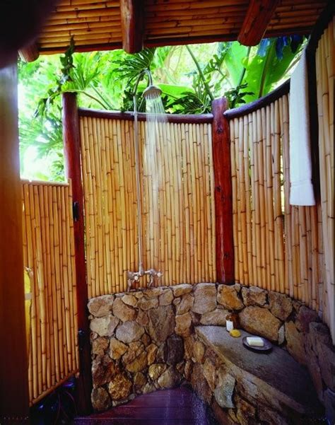 Outdoor Shower Bamboo Foot Washing And Other Features House