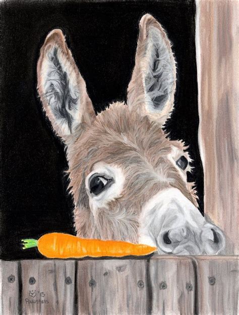 Donkey Art Print Carrot Art Donkey Decor Fine Art Giclee Etsy Art