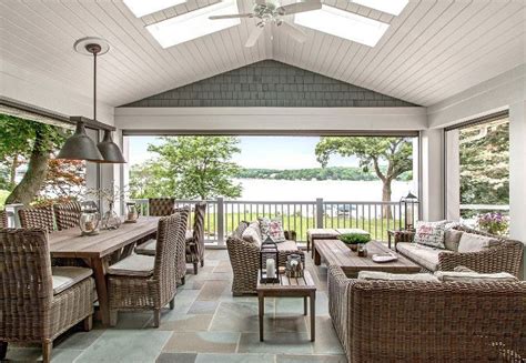 Mounted at the hottest part of a house—the ceiling—an operable skylight offers excellent ventilation. Back Porch. Lake house back porch with skylights and ...