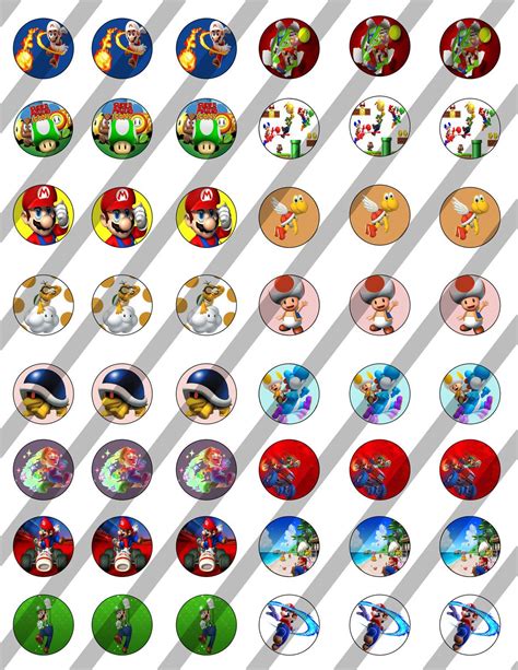 Super Mario 48 Images 1 Inch Circle 85x 11 Sheet For Bottlecaps