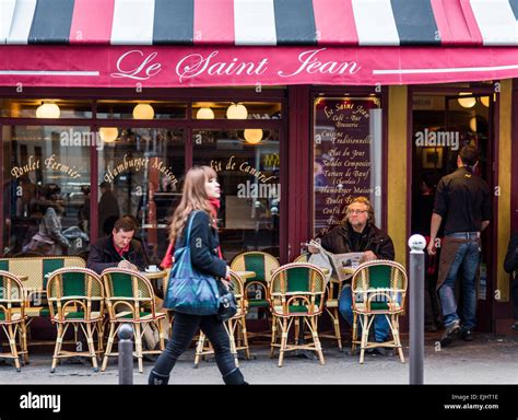 Outdoor Cafe Restaurant Le Saint Jean In Paris France Stock Photo