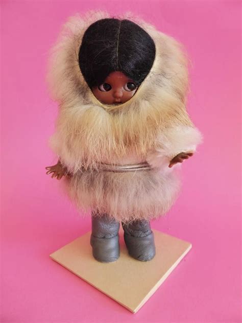 Rare Vintage Eskimo Rattle Doll ~ Real Fur ~ Inuit Alaska