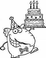 Cake Birthday Elephant Coloring Wecoloringpage sketch template