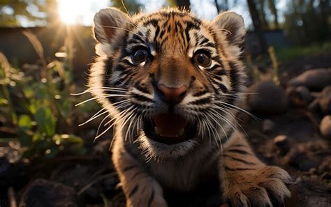 Premium Ai Image Funny Baby Tiger Selfie Photography Close Up