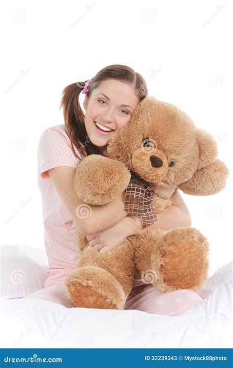 teenager with teddy bear stock image image of home 33239343