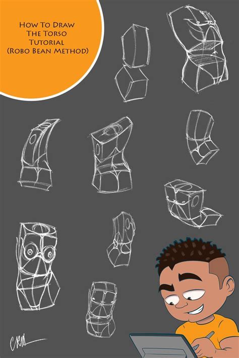 How To Draw The Torso Tutorial Robo Bean Method Using Simple Shapes