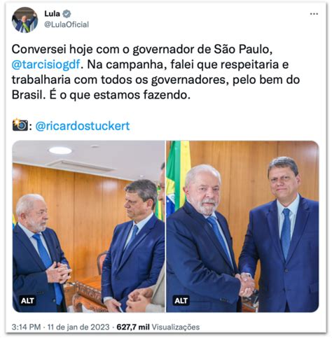 Lula se reúne Tarcísio no Palácio do Planalto