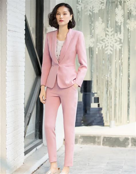 New Style Casual Pink Blazer Women Business Suits Formal Office Suits