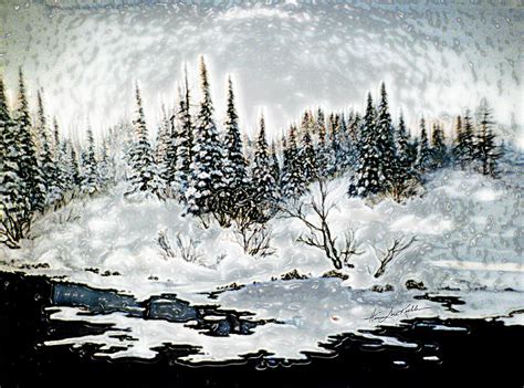 Winter Lake Sunset 2 Painting By Hanne Lore Koehler Fine Art America