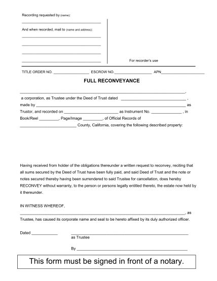 19 Deed Of Full Reconveyance Form Page 2 Free To Edit Download