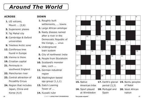 Crossword puzzles for seniors printable