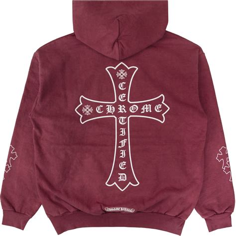 Chrome Hearts X Drake Certified Chrome Hand Dyed Hoodie Washed Red