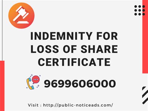 Indemnity For Loss Of Share Certificate Public Notice Ads
