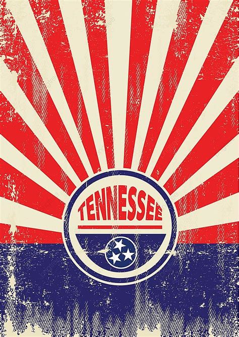 A Vintage Tennessee Poster With Sunbeams And A A Texture For Your