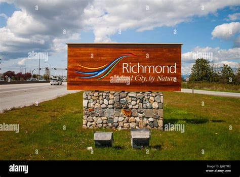 Welcome To Richmond Sign Richmond British Columbia Canada Stock