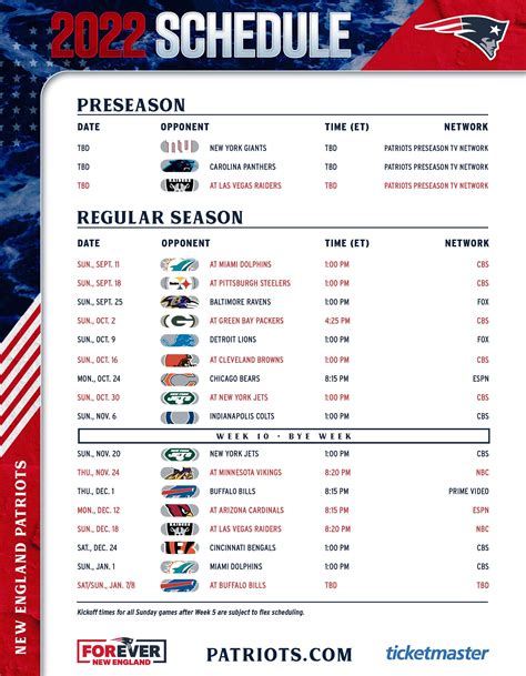 Patriots 2022 Schedule Printable 2023 Calendar Printable