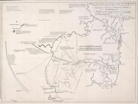 1790 Early Exploration Around Sydney By Tench And Dawes Australia Map