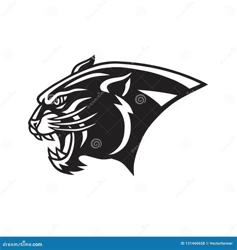 Black Panther Head Logo Head Mascot Sports Team Vector Stock Vector