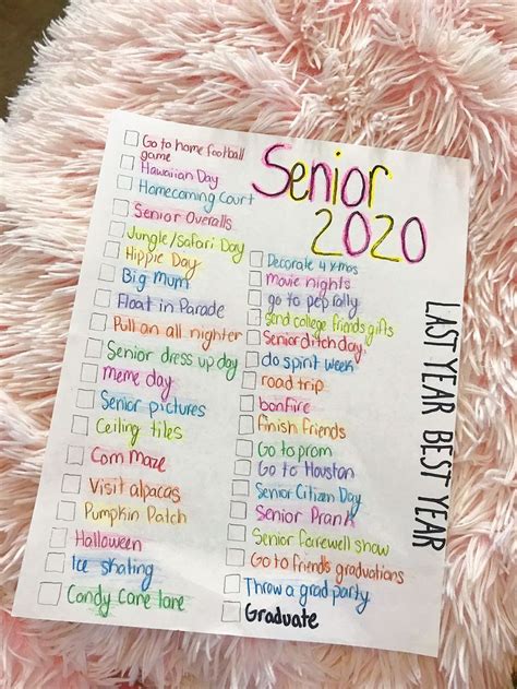 Senior Year Bucketlist 2020 Senior Year Senior Activities Senior