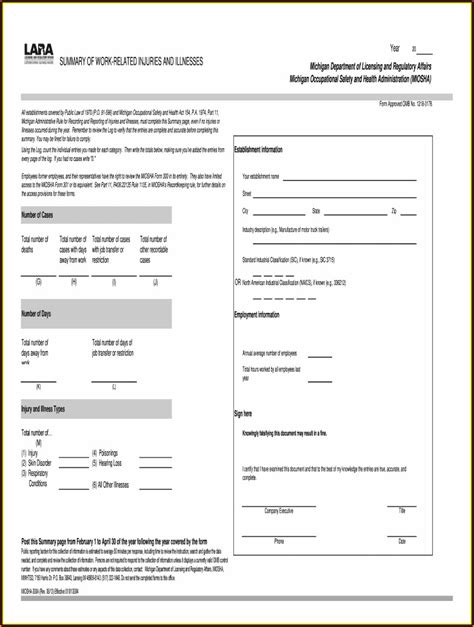 Osha 300a Form Printable Form Resume Examples